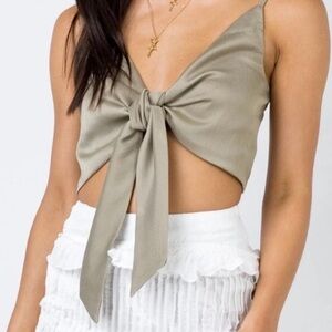 Princess Polly green front tie top